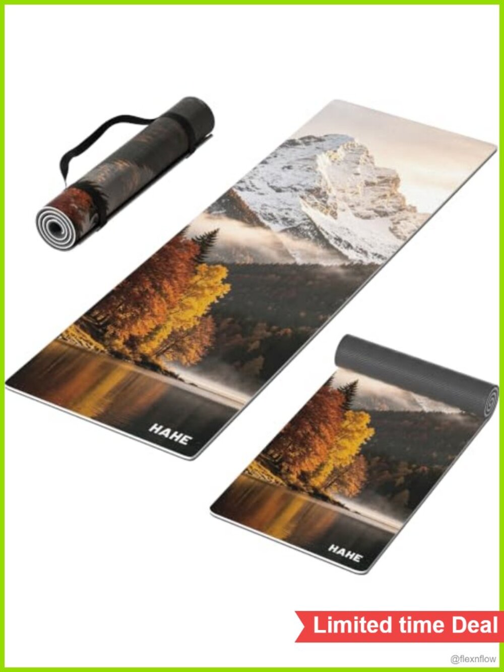 TPE Suede Yoga Mat Non-Slip Cushioned Foldable with Strap